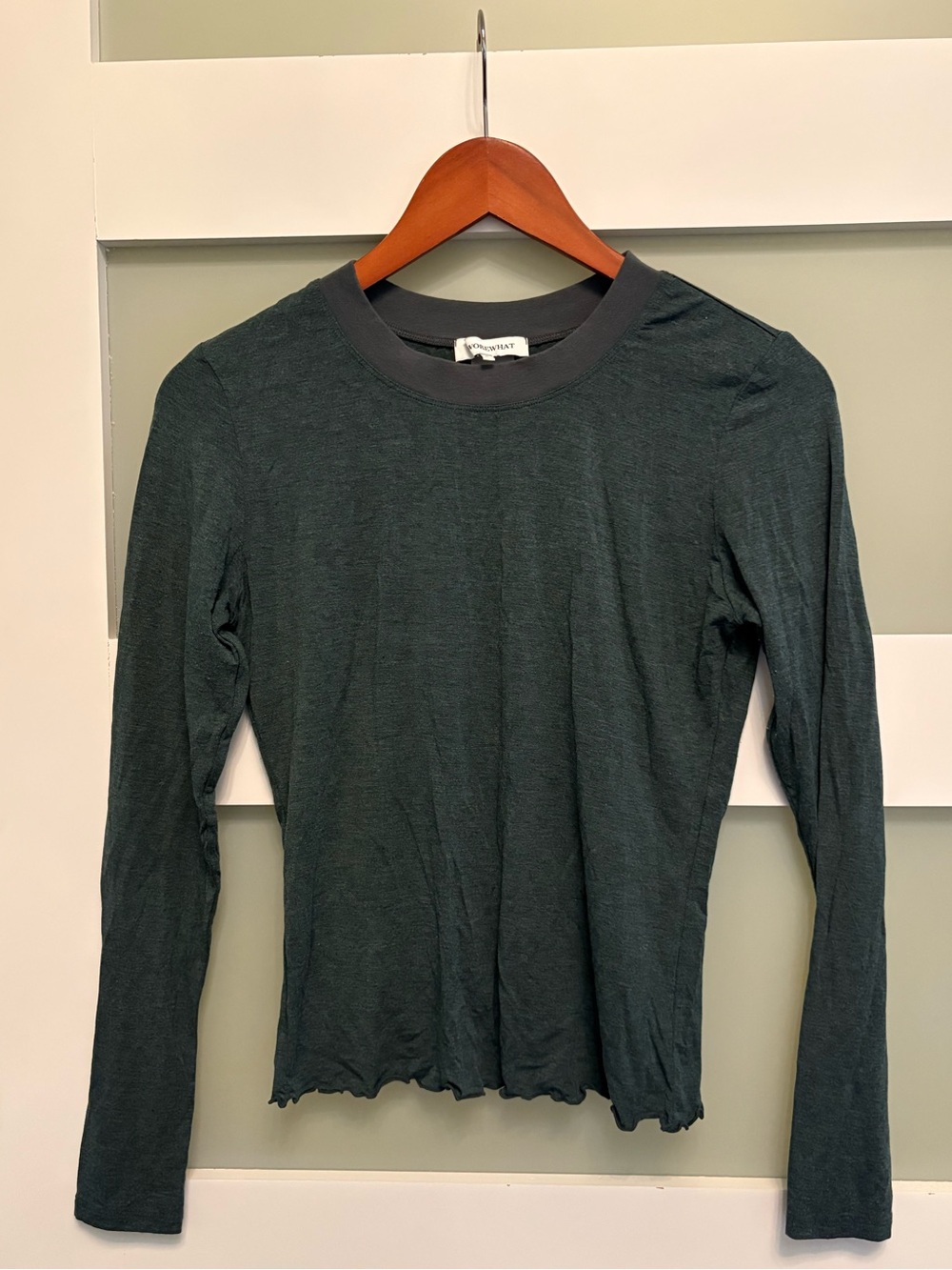 WeWoreWhat Long Sleeve Crewneck Top in Heather Navy Size Medium